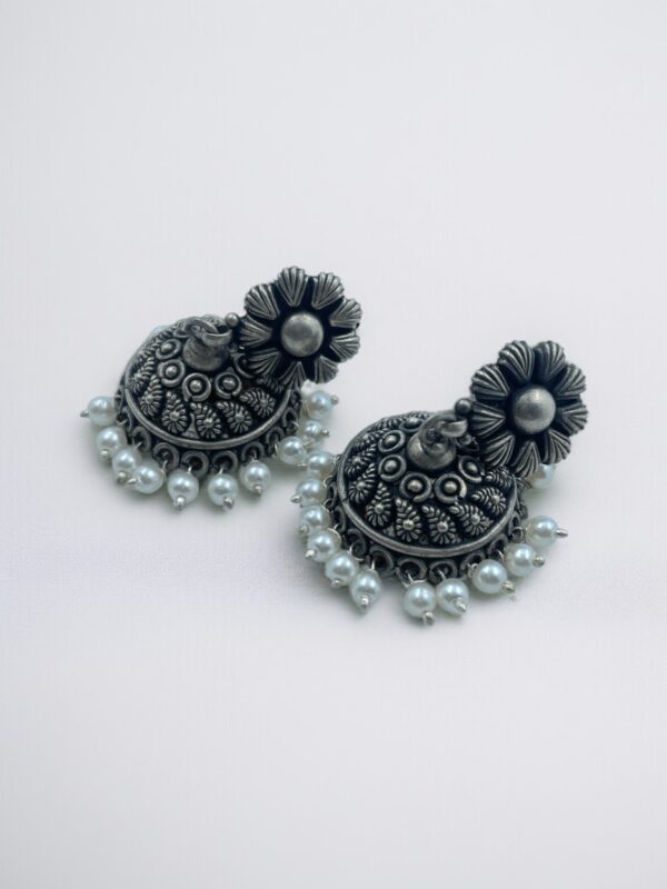 Floral Jali Jhumka Earrings - Image 3