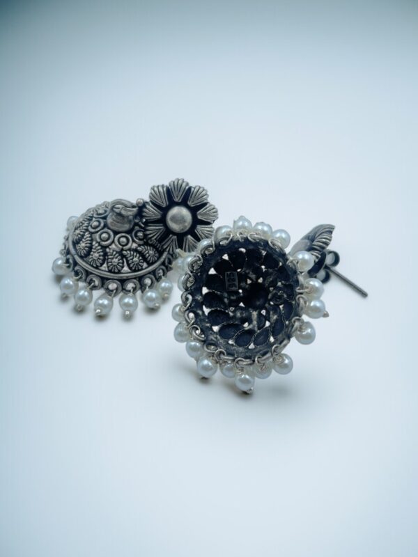 Floral Jali Jhumka Earrings - Image 4