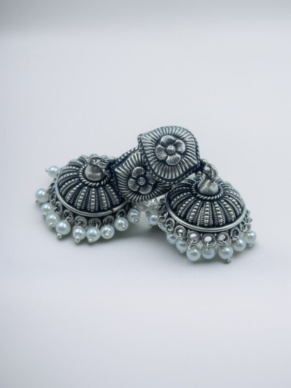 Floral Temple Jhumka Earings - Image 2