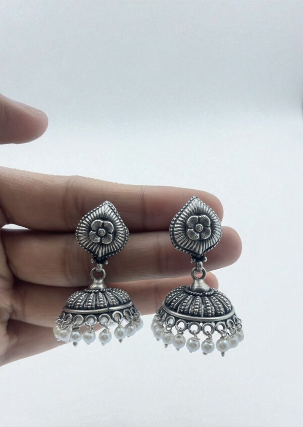 Floral Temple Jhumka Earings - Image 3