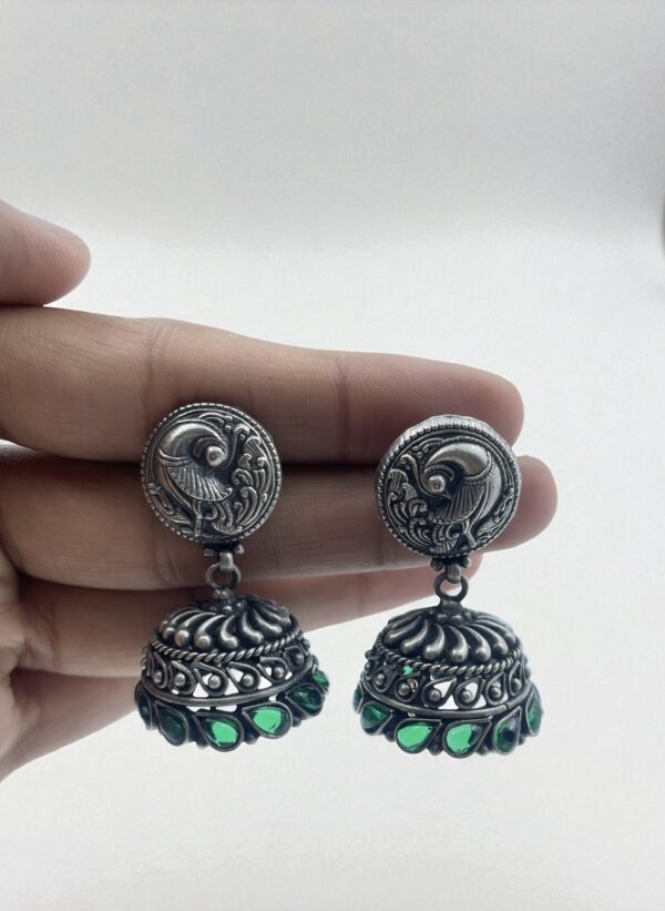 Peacock Timeless Jhumka Earrings - Image 3