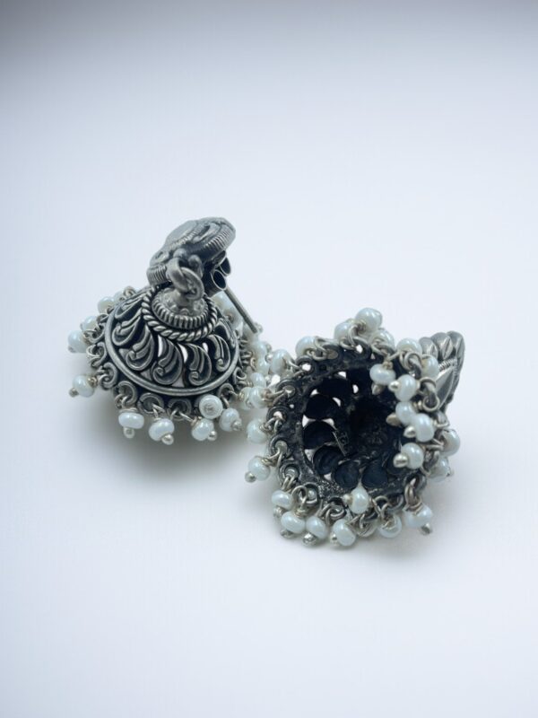 Pearl Temple Jhumka Earrings - Image 4