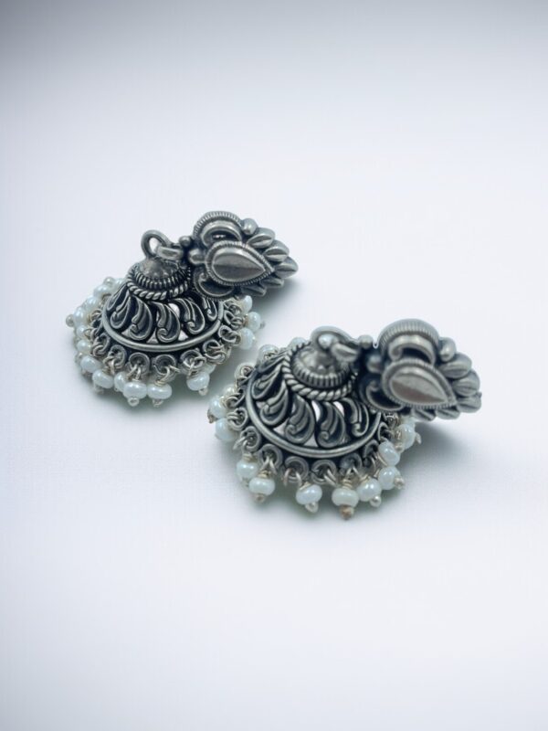 Pearl Temple Jhumka Earrings - Image 2