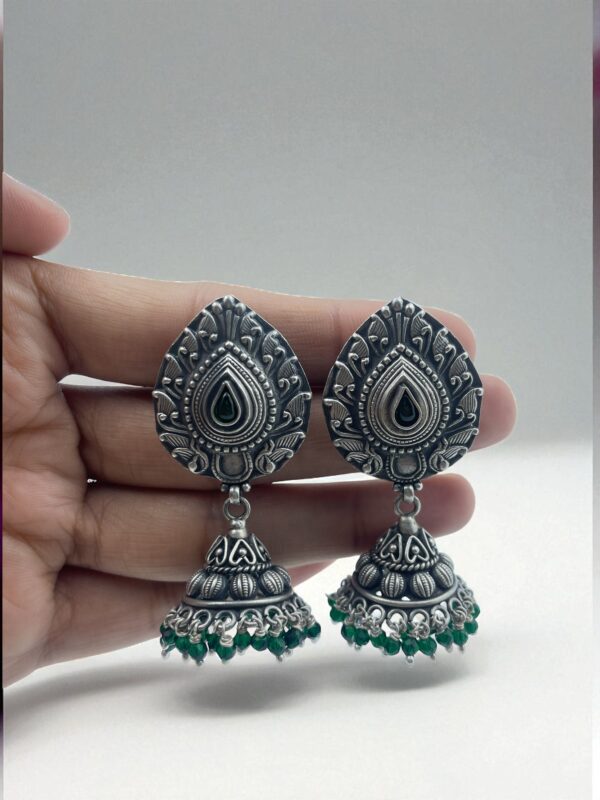 Temple Tear Jhumka Earrings - Image 2