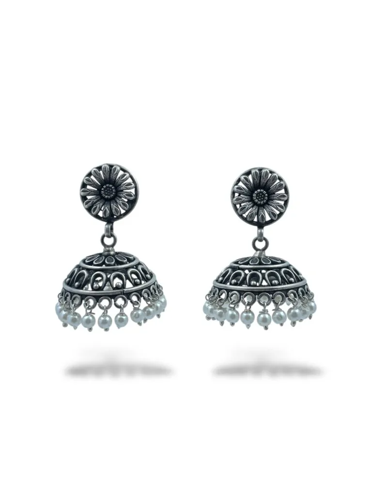 Floral Filigree Jhumka Earrings