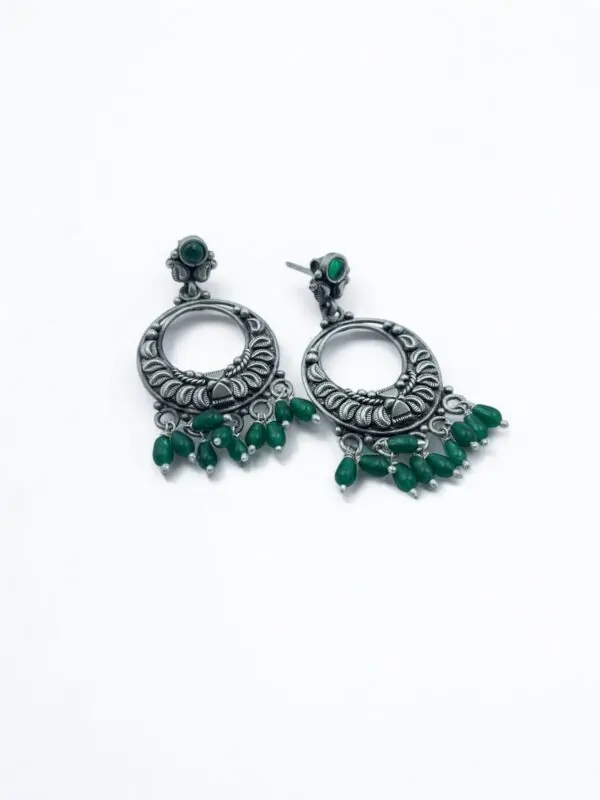 Buy Green Sage Drops Chandbali Earrings