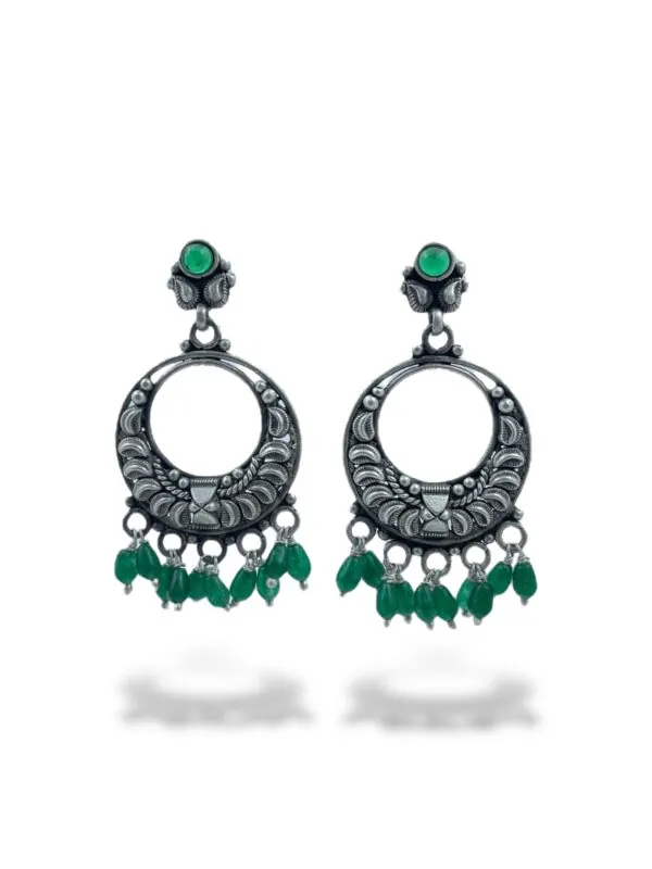 Get Green Sage Drops Chandbali Earrings
