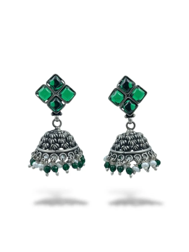 Shop Opulent Floral Pearl Beaded Jhumka Earrings